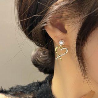 Star Sterling Silver Beaded Heart Earrings