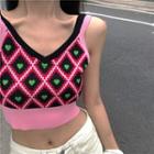 Cropped V-neck Knitted Camisole Top