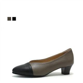 Genuine Leather Two-tone Pumps