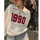 Number Print Half-zip Sweatshirt Gray - One Size