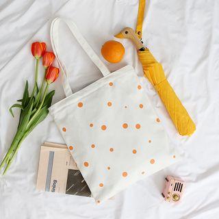 Canvas Dotted Shoulder Tote Bag