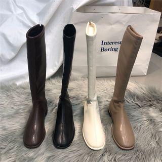 Plain Faux Leather Tall Boots