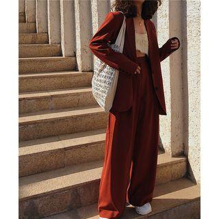 Plain Blazer / Wide-leg Pants