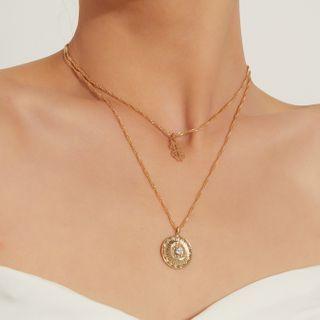 Layered Rhinestone Flower Necklace