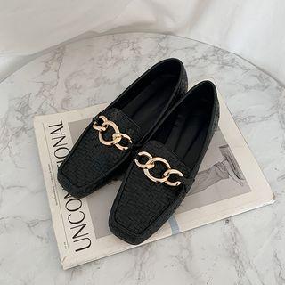 Square-toe Chain Woven Loafers