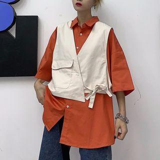 Elbow-sleeve Shirt / Asymmetric Vest