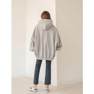 Plus Size Brushed-fleece Over-fit Zip-up Hoodie