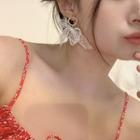 Bow Lace Faux Pearl Dangle Earring 1 Pair - Off-white - One Size