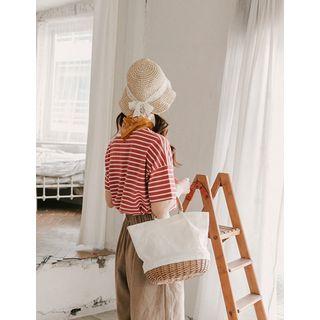 Wood-panel Bucket Bag Ivory - One Size