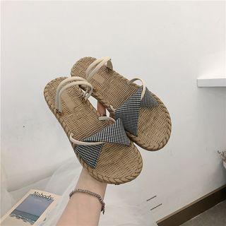 Checker Paneled Strap Sandals