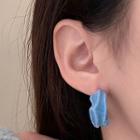 Hoop Velvet Stud Earring 1 Pair - Blue - One Size