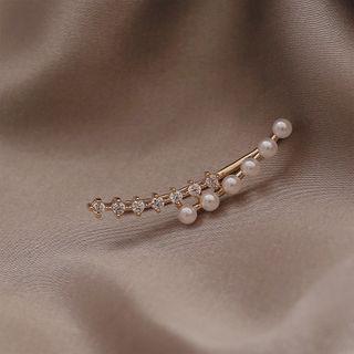 Faux-pearl Ear Cuff 1pc - Right Ear - Gold - One Size