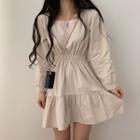 Square Neck Smocked Waist A-line Dress