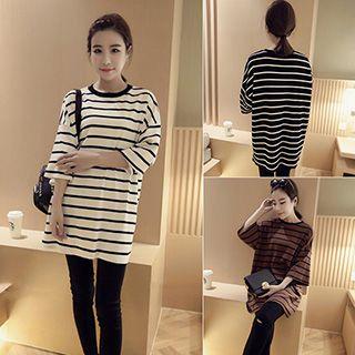 Stripe Elbow-sleeve Top