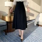 Button-front A-line Skirt With Belt