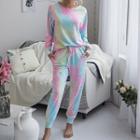 Set: Long-sleeve Tie-dye T-shirt + Sweatpants