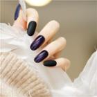 Pointed Faux Nail Tips 126 - Glue - Black & Dark Purple - One Size