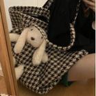 Rabbit Accent Houndstooth Tote Bag