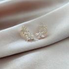 Rhinestone Flower Earring 1 Pair - 925 Silver Needle - As Shown In Figure - One Size