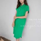 Short Dolman-sleeve Polo Dress