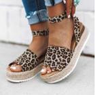 Platform Leopard Print Ankle Strap Sandals