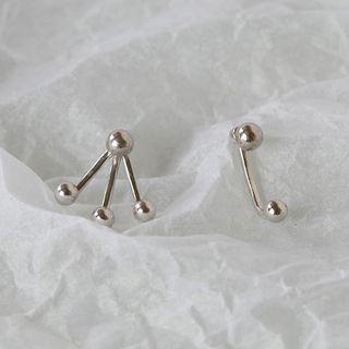 925 Sterling Silver Bead Ear Jacket Silver - One Size