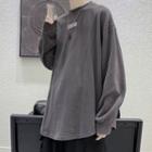 Round Neck Lettering Long-sleeve Top