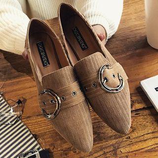 Buckled Low Heel Pointed Loafers