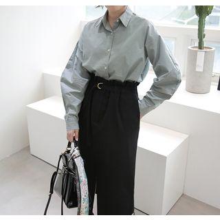 Bishop-sleeve Cotton Shirt