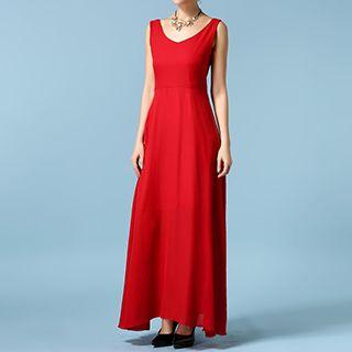 V-neck Chiffon Evening Gown
