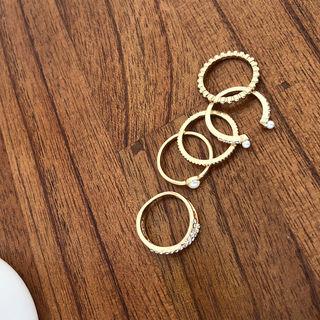 Set Of 5: Rings Gold - One Size