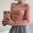 Long-sleeve T-shirt / Spaghetti Strap Top As Shown In Figure - One Size