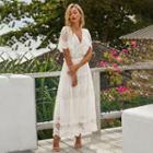 Lace Trim Midi A-line Lace Dress
