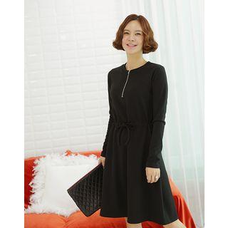 Zip-detail Tie-waist Dress