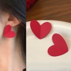 Heart Ear Stud 1295a - 1 Pair - Heart - Red - One Size