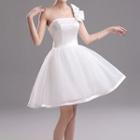 One Shoulder Bow Mini Prom Dress