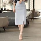 Tall Size Slit-front Midi Skirt
