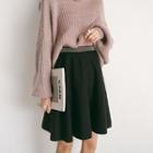 Elastic-waist Mini Skirt Black - One Size