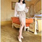 Lace See-through Blouse / Camisole / Midi A-line Skirt