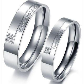 Cz Couple Matching Stainless Steel Ring