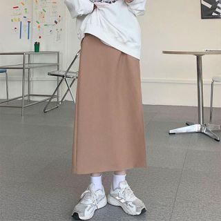 High-waist Side-slit Semi Skirt