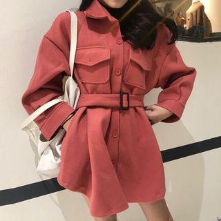 Single-breasted Tie-waist Coat