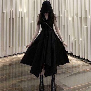 Sleeveless Sashed Midi A-line Shirt Dress