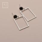 925 Sterling Silver Rectangle Dangle Earring 1 Pair - As Shown In Figure - One Size