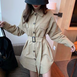 Single-breasted Jacket With Belt Almond - One Size