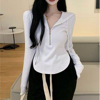 Long-sleeve Half-zip Hooded Top