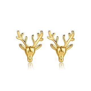 Sterling Silver Plated Gold Fashion Elegant Elk Stud Earrings Golden - One Size