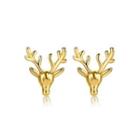 Sterling Silver Plated Gold Fashion Elegant Elk Stud Earrings Golden - One Size