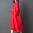 Long-sleeve Midi Plain Dress