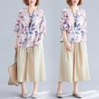 Set : Retro Print T Shirt + Wide-leg Pants